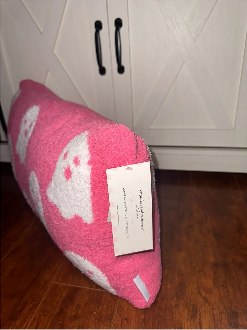 Cupcakes & Cashmere Pink and White Ghost Pattern Halloween Decorative Pillow